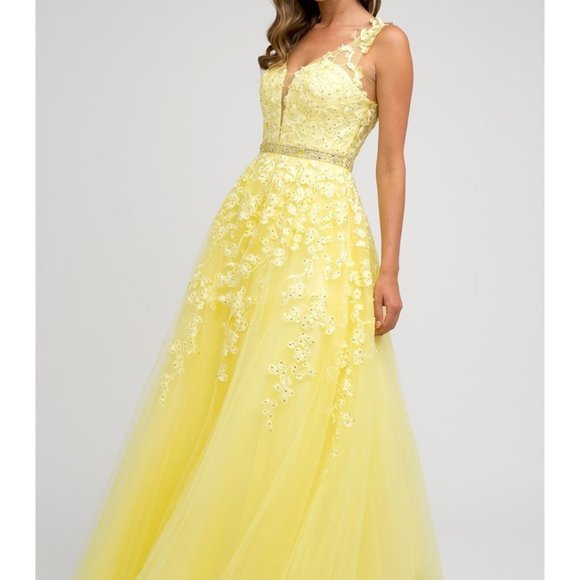 Juliet Dresses Dresses & Skirts - NEW YELLOW Floral Appliques Prom Ballgown Dress JT224